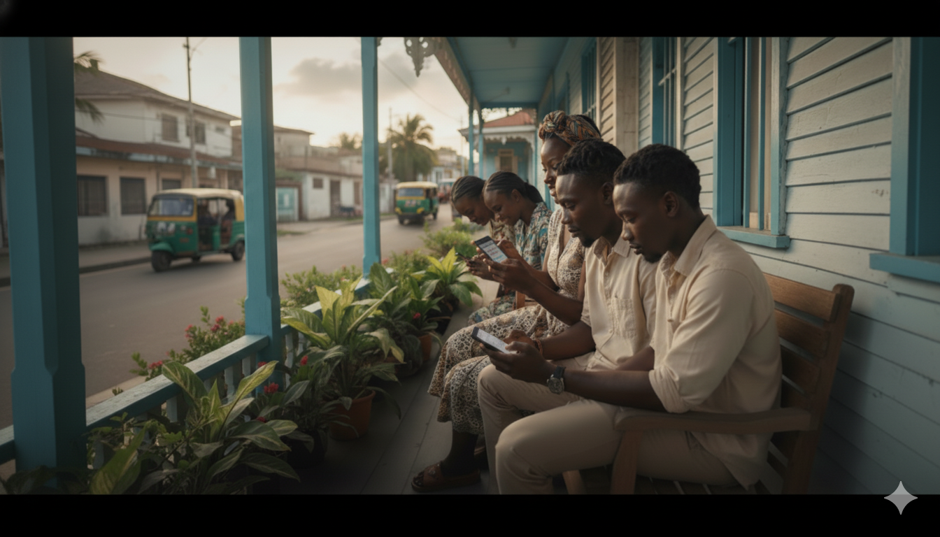 4Poch app on a phone with Haitian background