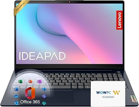 Lenovo IdeaPad 15.6 inch Laptop Computer with Microsoft 365 Home and Business • 12GB RAM • 256GB PCIe SSD • Intel Core • Wi-Fi 6 • 1TB Cloud Storage • 11HR Battery • Windows 11 • WOWPC Recovery USB